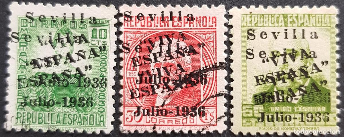 Sellos: Espa&ntilde;a a&ntilde;o 1937 Emisiones Locales Patri&oacute;ticas Sevilla doble sobrecarga