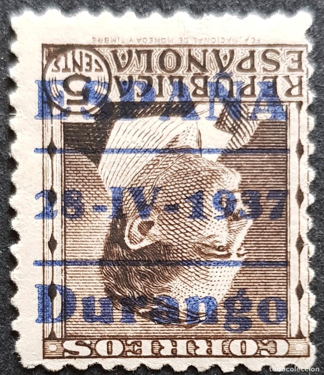 Sellos: Espa&ntilde;a a&ntilde;o 1937 Emisiones Locales Patri&oacute;ticas Durango sobrecarga invertida
