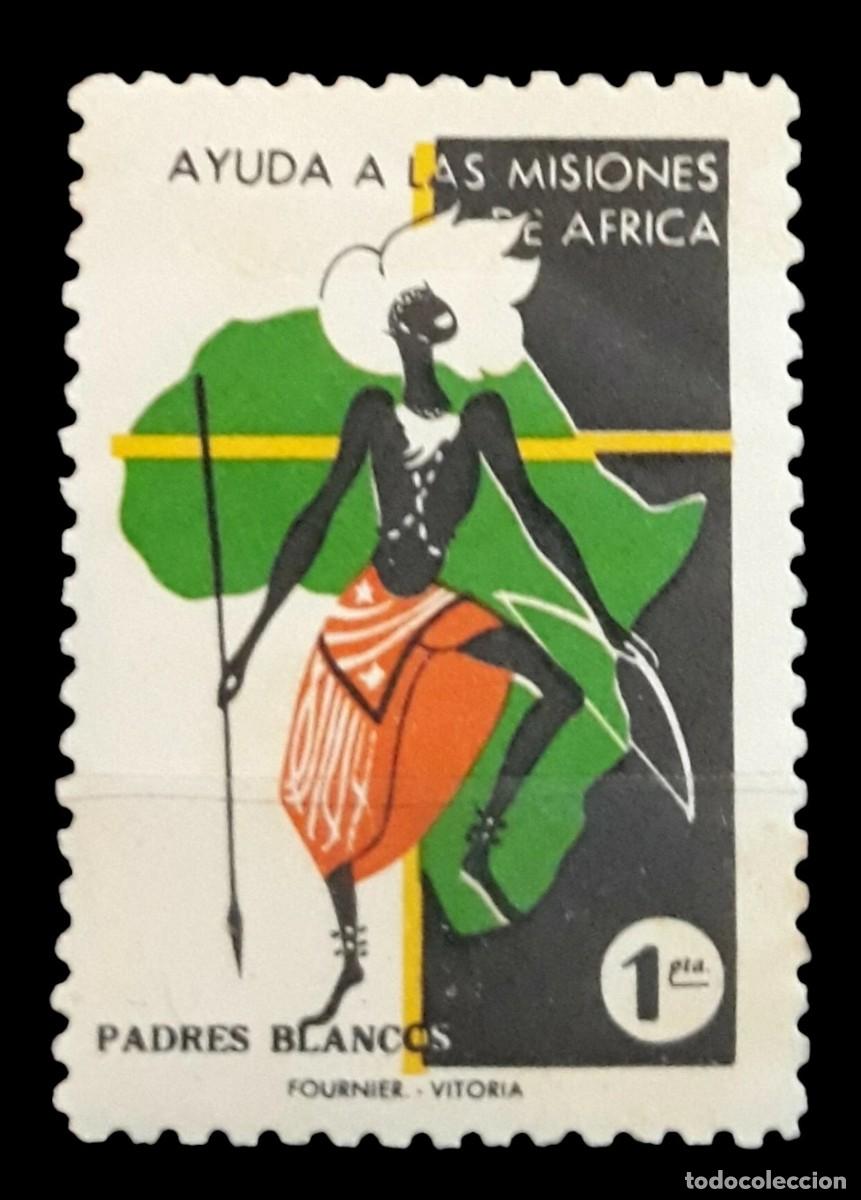Sellos: AYUDA A LAS MISIONES DE AFRICA - PADRES BLANCOS. FOURNIER VITORIA. NUEVO - MNH.
