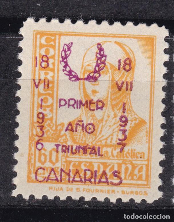 Sellos: AA2- Guerra Civil . Locales S. CRUZ TENERIFE Edifil 34hcc VARIEDAD SOBRECARGA ** Sin Fijasellos LUJO