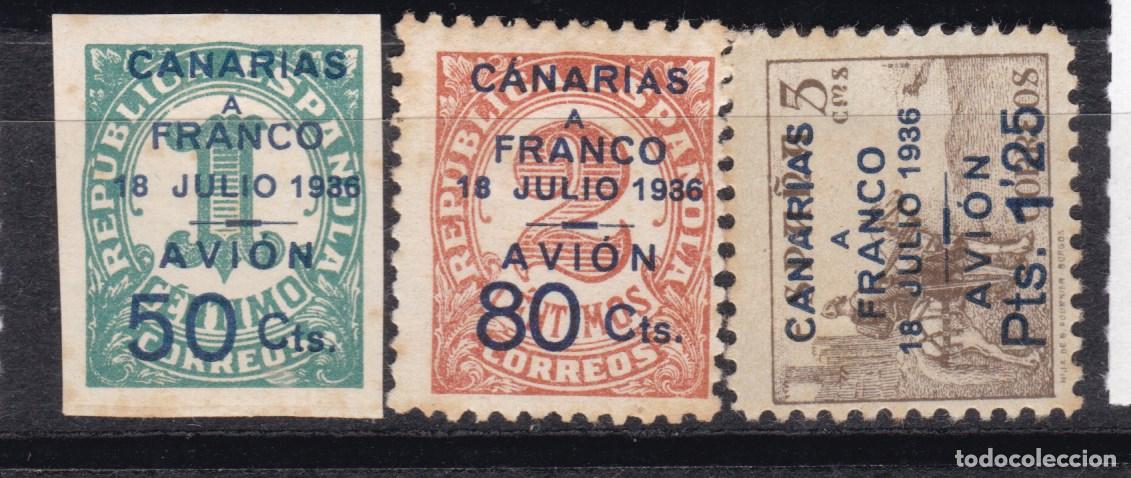Sellos: AA7- Guerra Civil . Locales Habilitados CANARIAS Edifil 11/13* Con Fijasellos