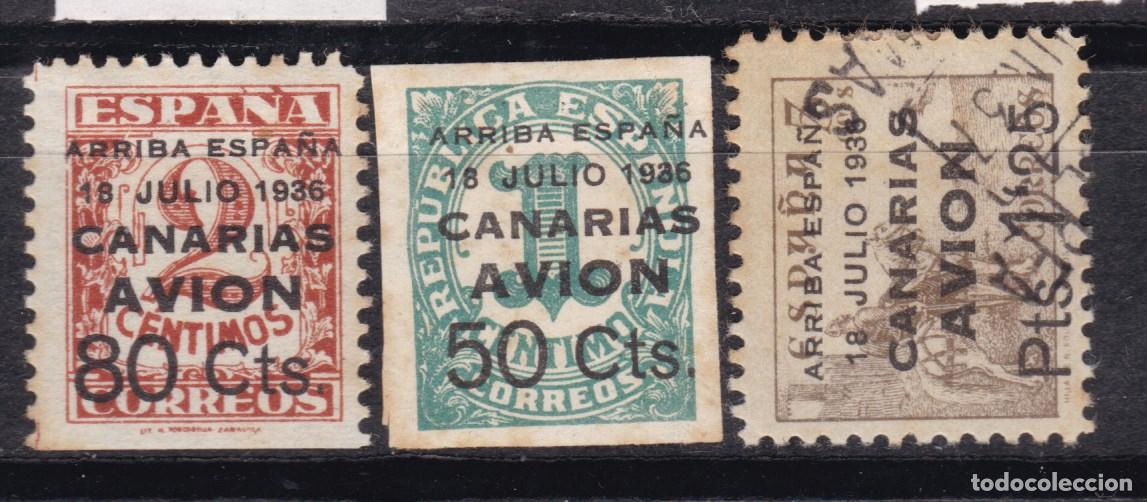 Sellos: AA8- Guerra Civil . Locales Habilitados CANARIAS Edifil 20/22 * Con Fijasellos.