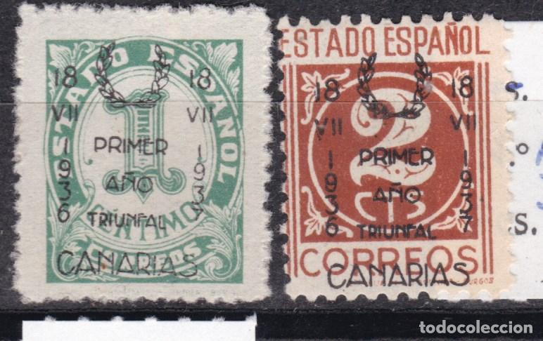 Sellos: AA8- Guerra Civil . Locales SC TENERIFE Edifil NE11 dentado y 13 (*) Sin Goma . Perfectos