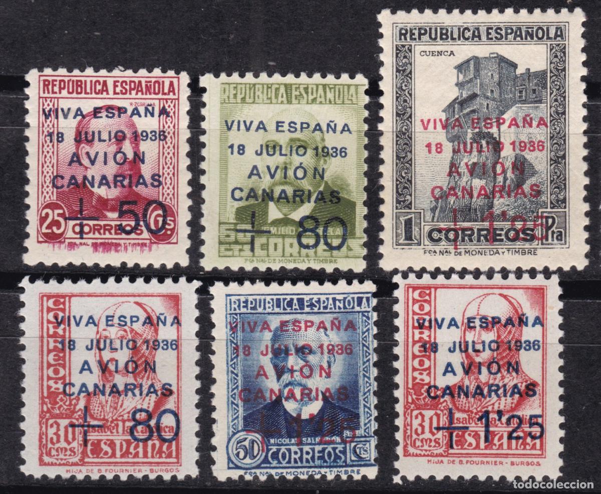 Sellos: FC4-170- Guerra Civil . Locales Habilitados CANARIAS Edifil 14/19. * Marquillados CRITIKIAN LUJO