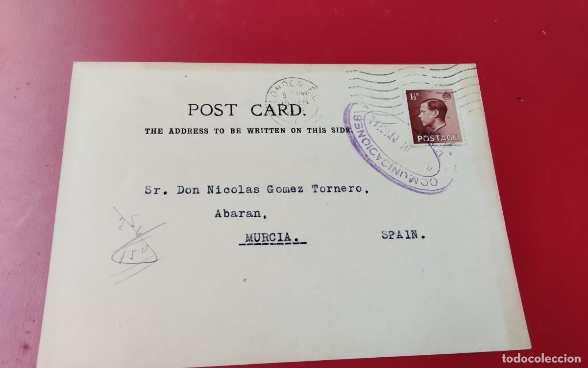 Sellos: GUERRA CIVIL MURCIA ENTERO POSTAL INGLES CON CENSURA MILITAR VER DESCRIPCION PIEZA COLECCION
