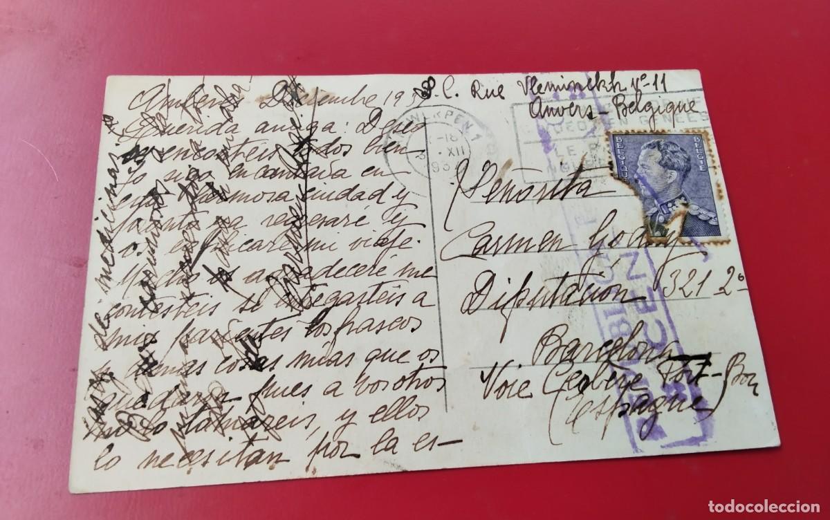 Sellos: GUERRA CIVIL POSTAL CIRCULADA DE AMBERES A BARCELONA CON MARCA DE CENSURA , VER DESCRIPCION