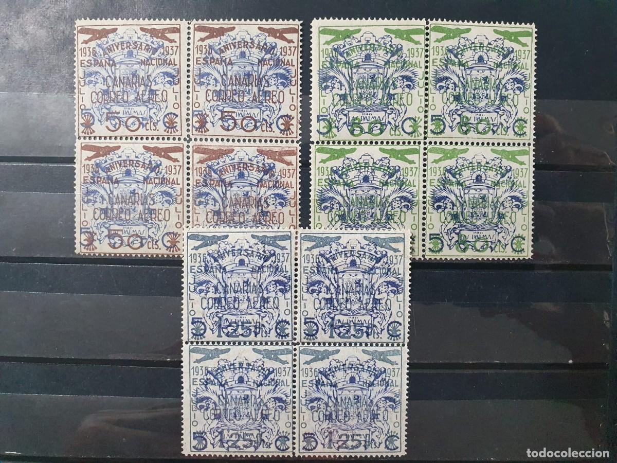 Sellos: CANARIAS EDIFIL 31 ** A 33 ** BLOQUE DE 4 A&Ntilde;O 1937