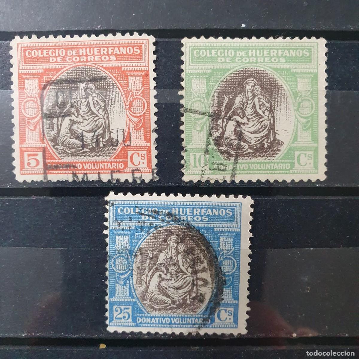 Sellos: BENEFICENCIA COLEGIO HUERFANOS CORREOS USADOS ESPA&Ntilde;A 1926 EDIFIL B1 A B3