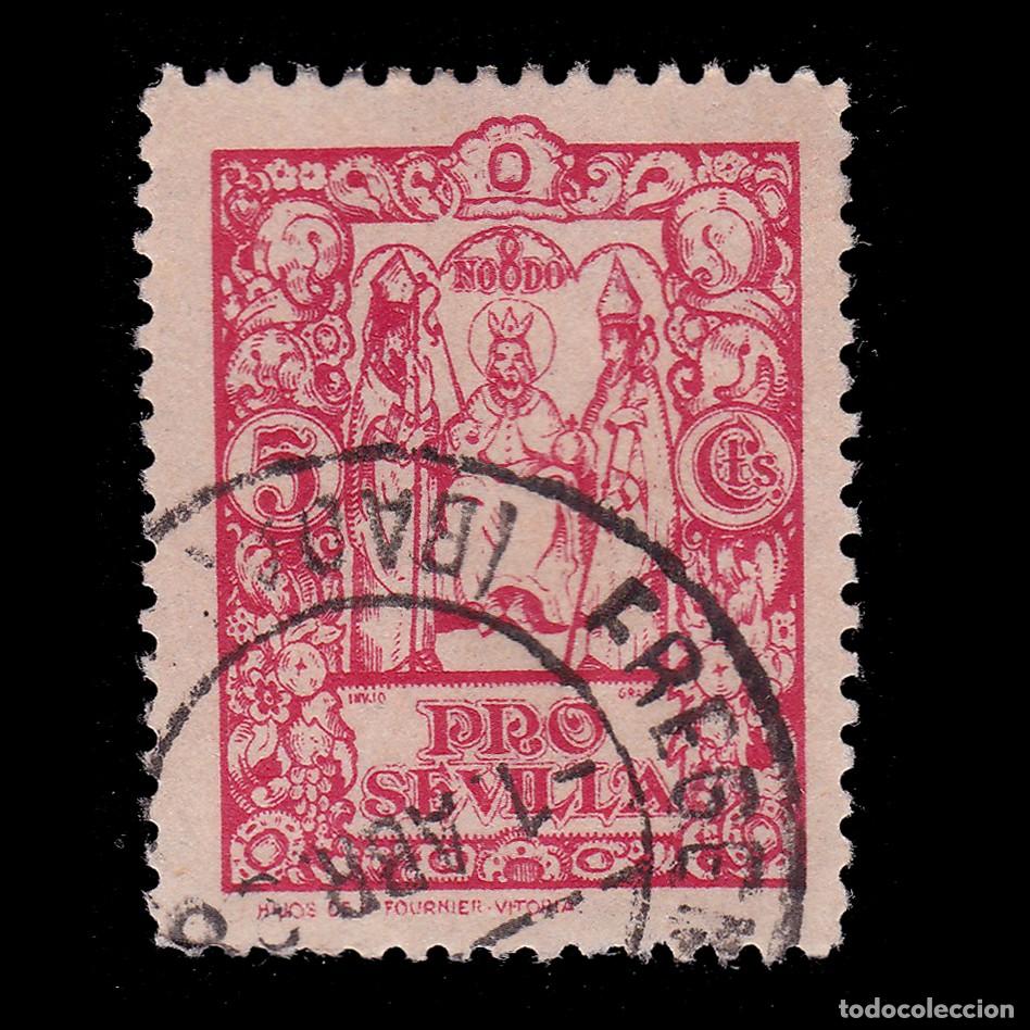 Sellos: PRO SEVILLA.1938 FREGENAL. 5c. Matasello + OBSEQUIO