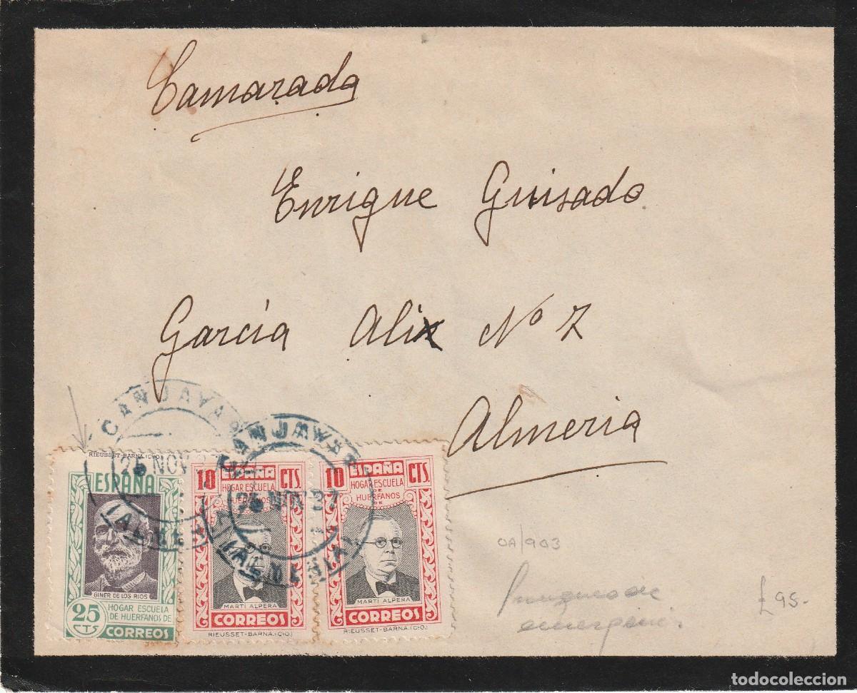 Sellos: Guerra Civil. 1937. Candayar, Almer&iacute;a. Franqueo de emergencia, hu&eacute;rfanos Correos.