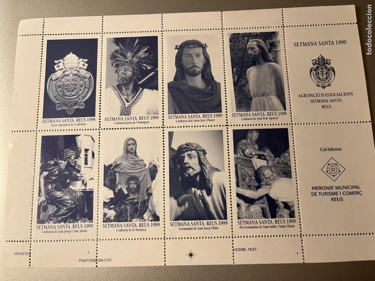 Timbres: VI&Ntilde;ETAS AGRUPACI&Oacute; D ASOCIACI&Oacute;NS SETMANA SANTA REUS 1999