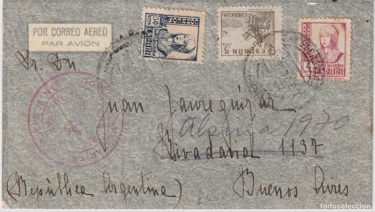 Sellos: Guerra Civil, 1937. San Sebastian a Buenos Airers.