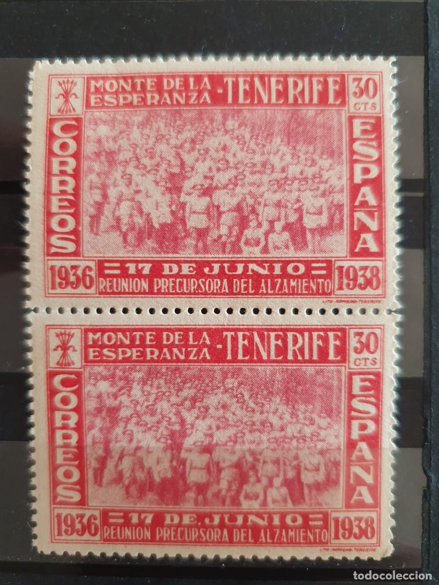 Sellos: CANARIAS EDIFIL 53 ** PAREJA VERTICAL ESPA&Ntilde;A 1938