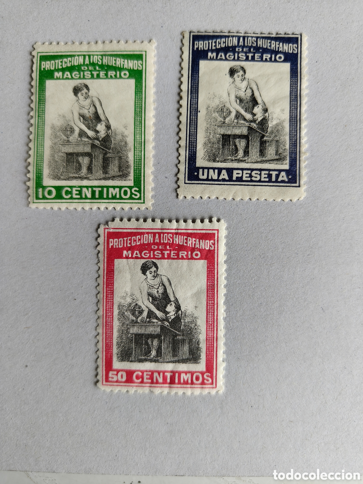Sellos: Espa&ntilde;a guerra civil Vi&ntilde;etas Educaci&oacute;n Protecci&oacute;n Huerfanos Magisterio a&ntilde;o 1937 sellos nuevos **