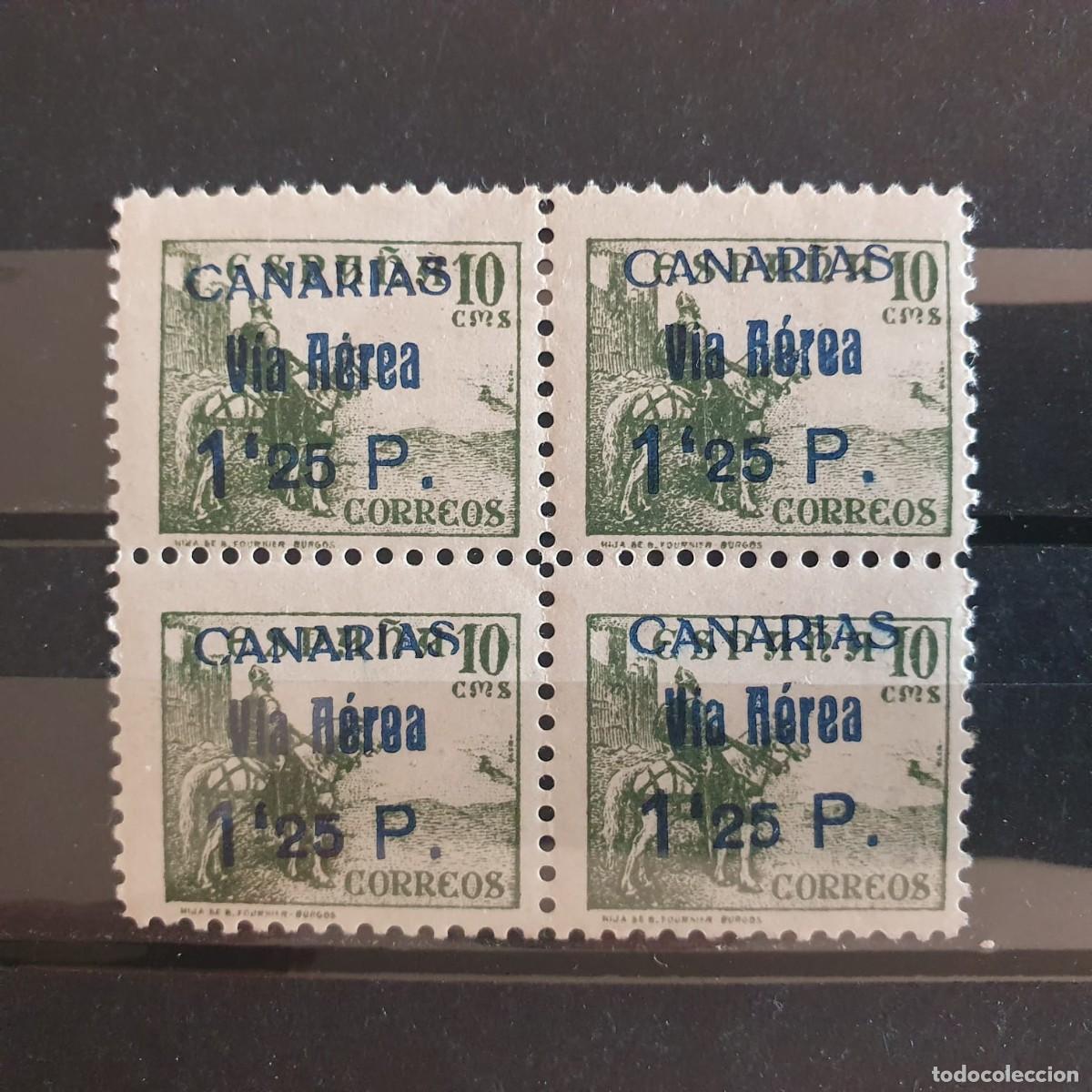 Sellos: CANARIAS EDIFIL 46** BLOQUE DE 4 ESPA&Ntilde;A 1938