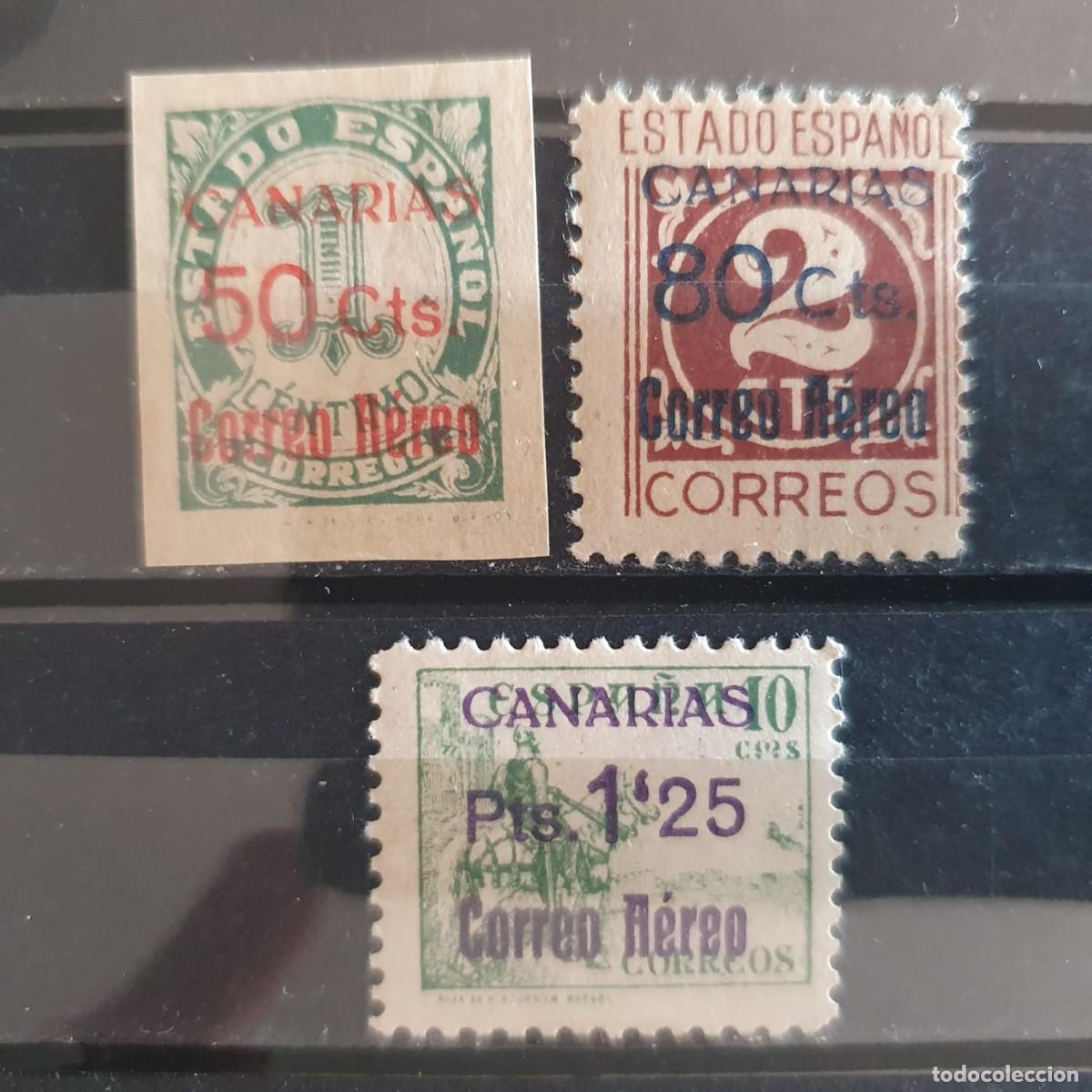 Sellos: SERIE COMPLETA CANARIAS EDIFIL 37 A 39 */** ESPA&Ntilde;A 1938