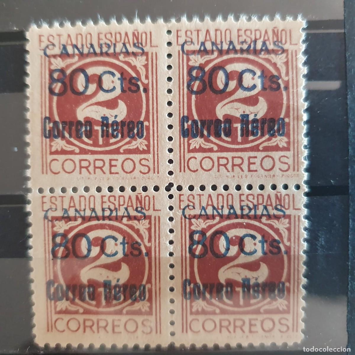Sellos: CANARIAS EDIFIL 38** bloque de 4 ESPA&Ntilde;A 1938