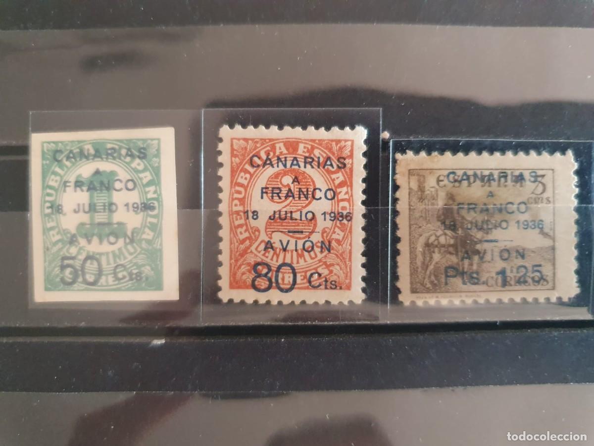 Sellos: SERIE COMPLETA CANARIAS EDIFIL 11 * A 13 * ESPA&Ntilde;A 1937