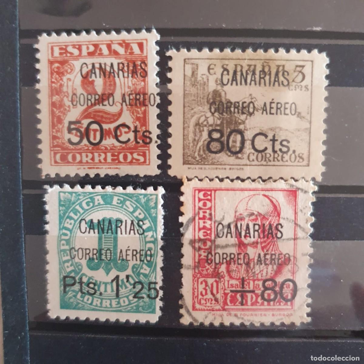 Sellos: CANARIAS EDIFIL 23 * + 25 * + 26 * + 28 ESPA&Ntilde;A 1937
