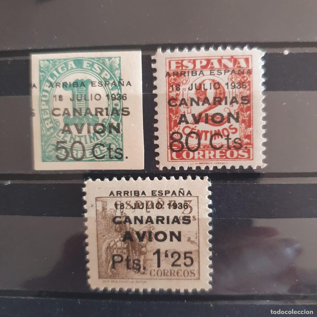 Sellos: SERIE COMPLETA CANARIAS EDIFIL 20 * A 22 * ESPA&Ntilde;A 1937