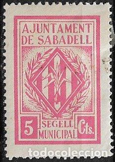 Sellos: Guerra Civil, Sellos Locales, Barcelona, SABADELL, FEOFI n&ordm; 3 *