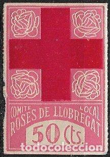 Sellos: Guerra Civil, Sellos Locales, Barcelona, ROSES DE LLOBREGAT, FEOFI n&ordm; 16 * *
