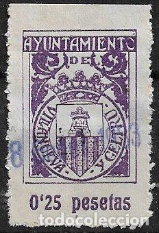 Sellos: SELLO MUNICIPAL, Barcelona, Villanueva i la Geltr&uacute;, 25 cts. violeta (o)