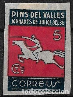 Sellos: Guerra Civil, SELLO LOCAL, Barcelona, PINS DEL VALL&Eacute;S, FESOFI n&ordm; 13 *