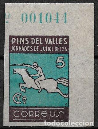Sellos: Guerra Civil, SELLO LOCAL, Barcelona, PINS DEL VALL&Eacute;S, FESOFI n&ordm; 16 * * lujo