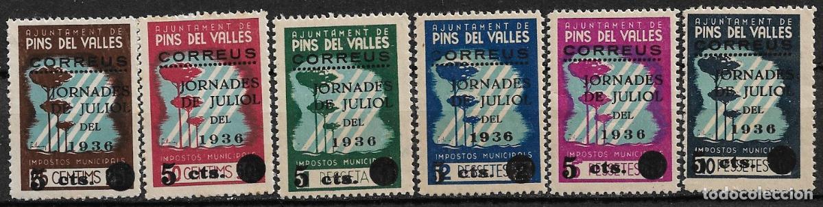 Sellos: Guerra Civil, SELLO LOCAL, Barcelona, PINS DEL VALL&Eacute;S, FESOFI n&ordm; 7 a 12 * * completa, lujo