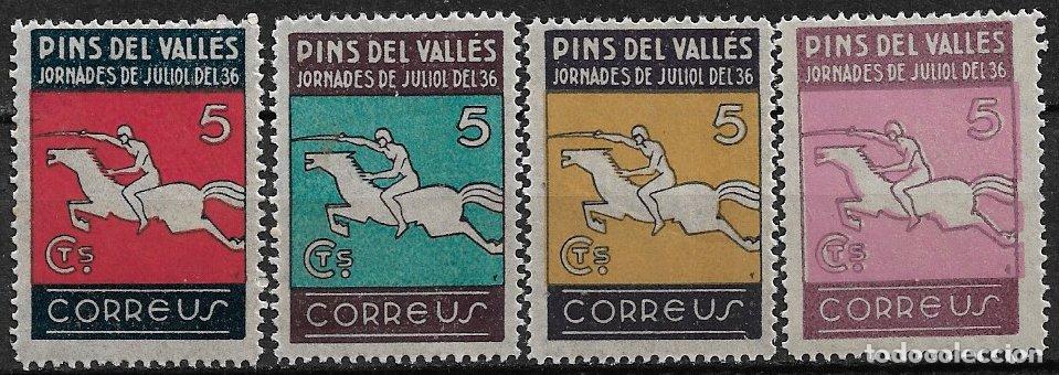 Sellos: Guerra Civil, SELLO LOCAL, Barcelona, PINS DEL VALL&Eacute;S, FESOFI n&ordm; 13, 16. 17 y 20 * *