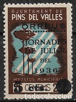 Sellos: Guerra Civil, SELLO LOCAL, Barcelona, PINS DEL VALL&Eacute;S, FESOFI n&ordm; 7a * * ORREUS