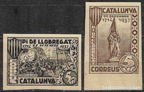 Sellos: Guerra Civil, SELLO LOCAL, Barcelona, PI DE LLOBREGAT, FESOFI n&ordm; 1s y 2s * * completa