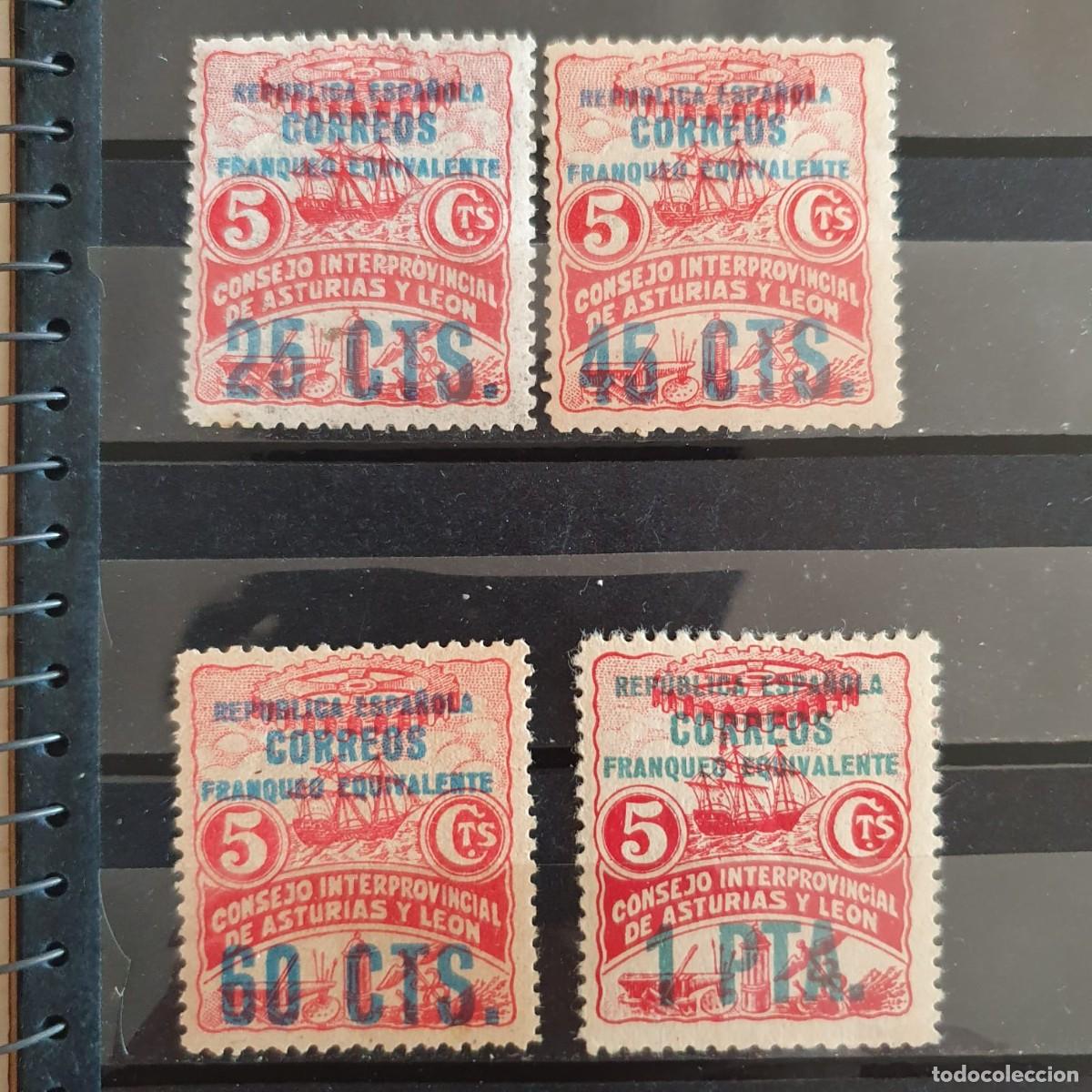 Sellos: SERIE COMPLETA ASTURIAS Y LEON EDIFIL 8 a 11 */** ESPA&Ntilde;A 1937