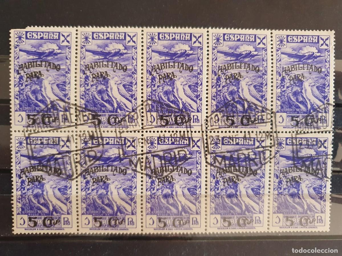 Sellos: BENEFICENCIA EDIFIL 38 BLOQUE DE 10 USADO ESPA&Ntilde;A 1940