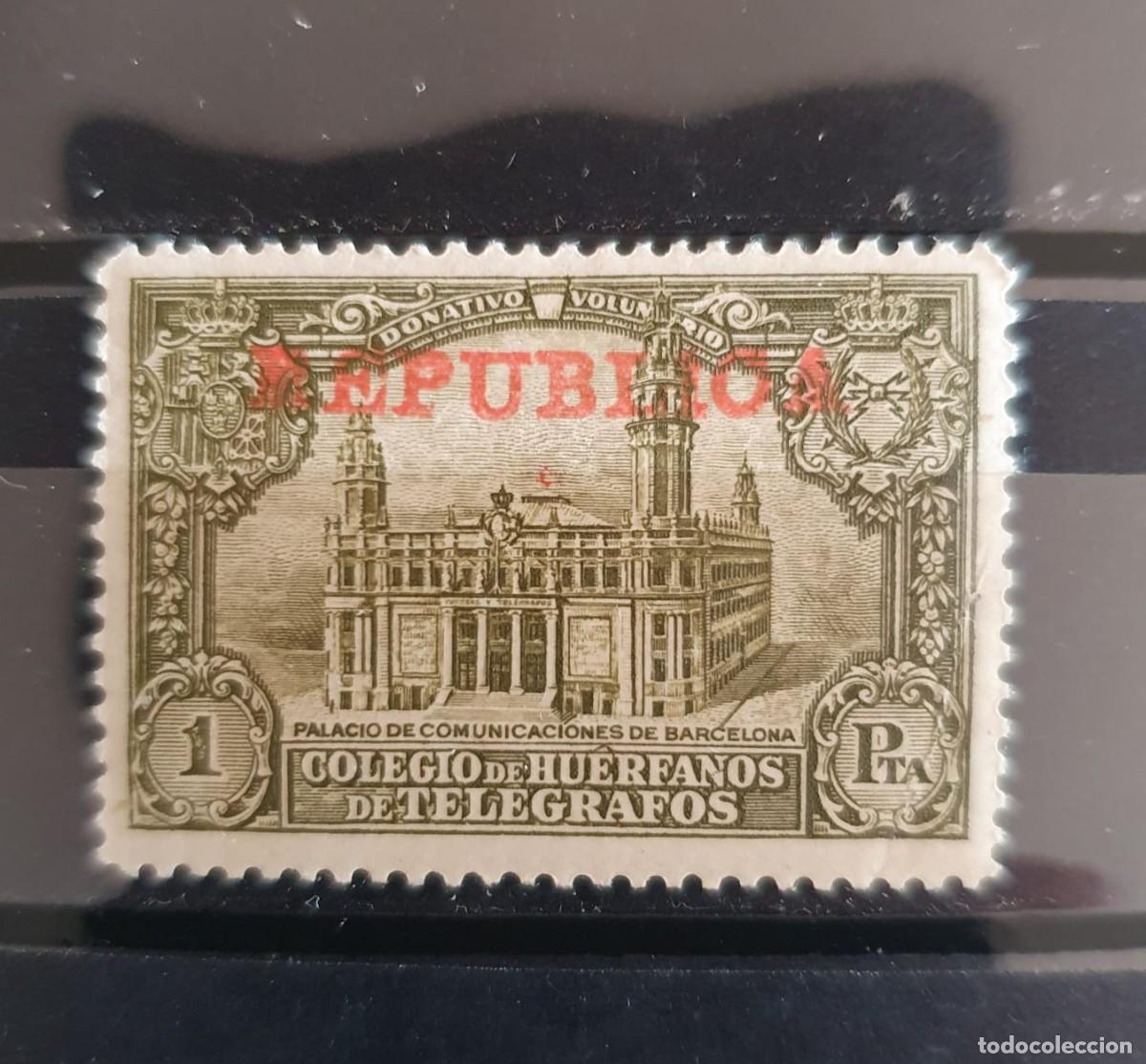 Sellos: HUERFANOS DE TELEGRAFOS EDIFIL 8 ** HABILITADO REPUBLICA ESPA&Ntilde;A 1935