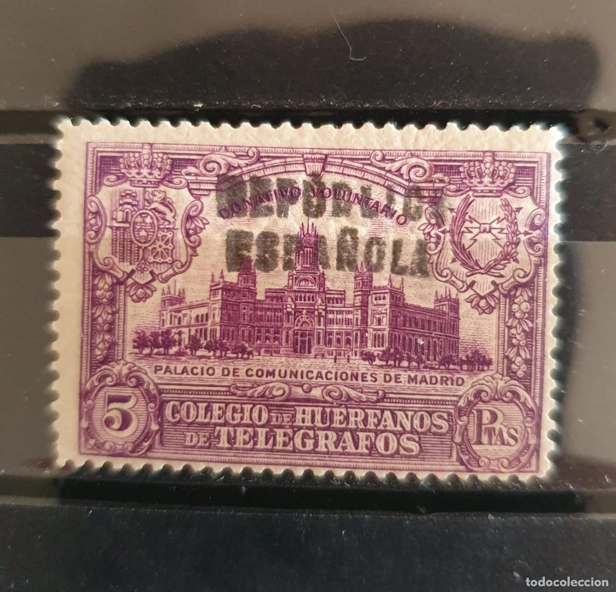 Sellos: HUERFANOS DE TELEGRAFOS EDIFIL 3 * HABILITADO REPUBLICA ESPA&Ntilde;A 1927