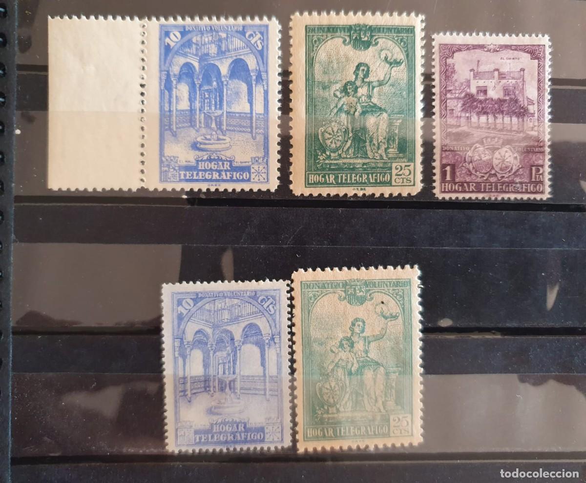 Sellos: SERIE COMPLETA HUERFANOS DE TELEGRAFOS EDIFIL 10 A 12 */** + 10A 11A */** ESPA&Ntilde;A 1937