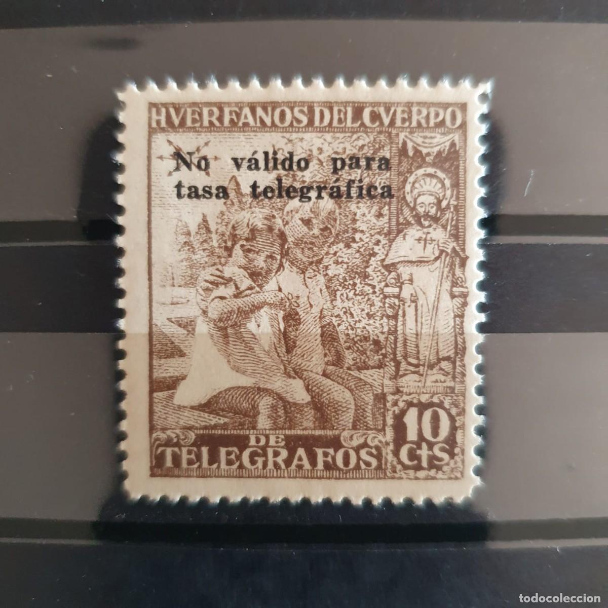 Sellos: HUERFANOS DE TELEGRAFOS EDIFIL 18 ** ESPA&Ntilde;A 1938 NO VALIDO TASA TELEGRAFICA