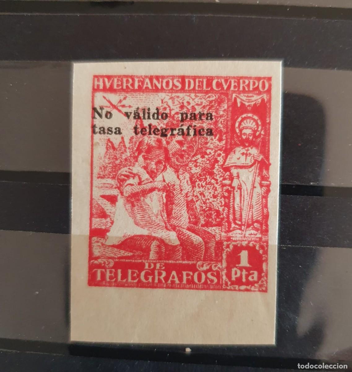 Sellos: HUERFANOS DE TELEGRAFOS EDIFIL 20 ** SIN DENTAR ESPA&Ntilde;A 1938 NO VALIDO TASA TELEGRAFICA