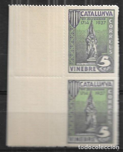 Sellos: ESPA&Ntilde;A 1937 EMISIONES LOCALES - GUERRA CIVIL - VINEBRE (TARRAGONA) BLOQUE DE DOS.. MNH.