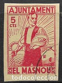 Sellos: Guerra Civil, SELLO LOCAL, Barcelona, MASNOU, FESOFI n&ordm; 3 (o)