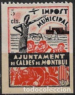 Sellos: Guerra Civil, SELLO LOCAL, Barcelona, CALDAS DE MONTBUY, FESOFI n&ordm; 1 (*)
