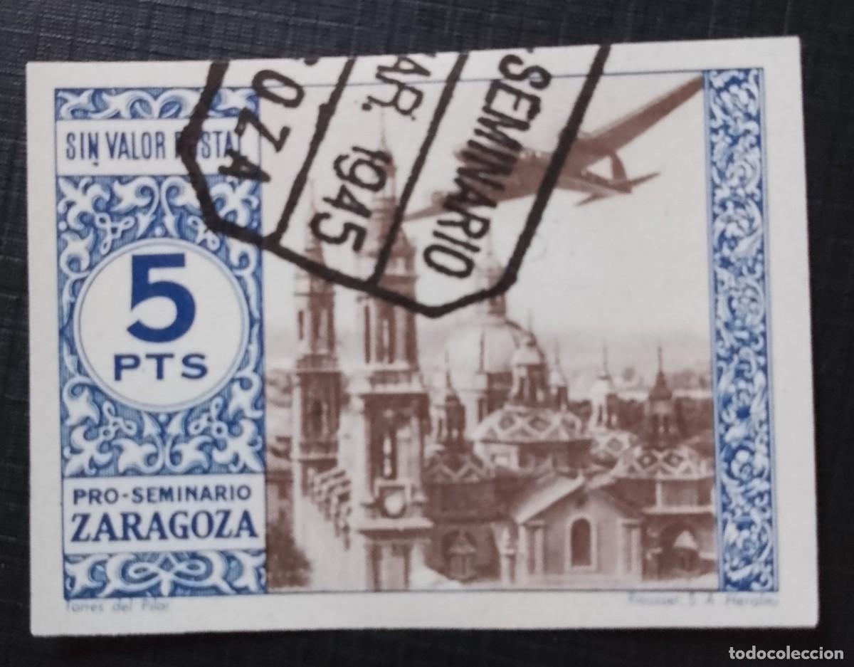 Sellos: 5 PTS - SIN VALOR POSTAL - PRO-SEMINARIO ZARAGOZA - TORRES DEL PILAR