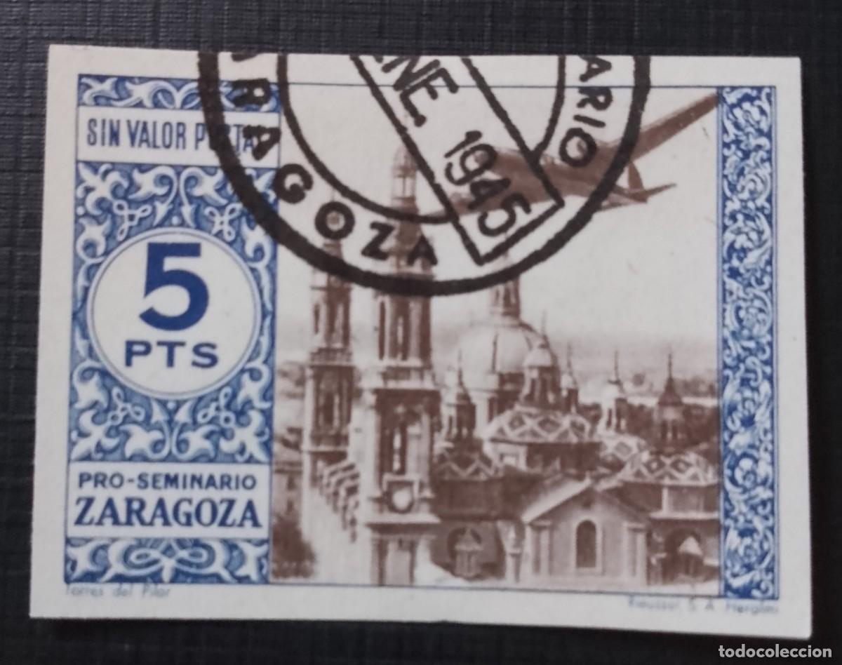 Sellos: 5 PTS - SIN VALOR POSTAL - PRO-SEMINARIO ZARAGOZA - TORRES DEL PILAR