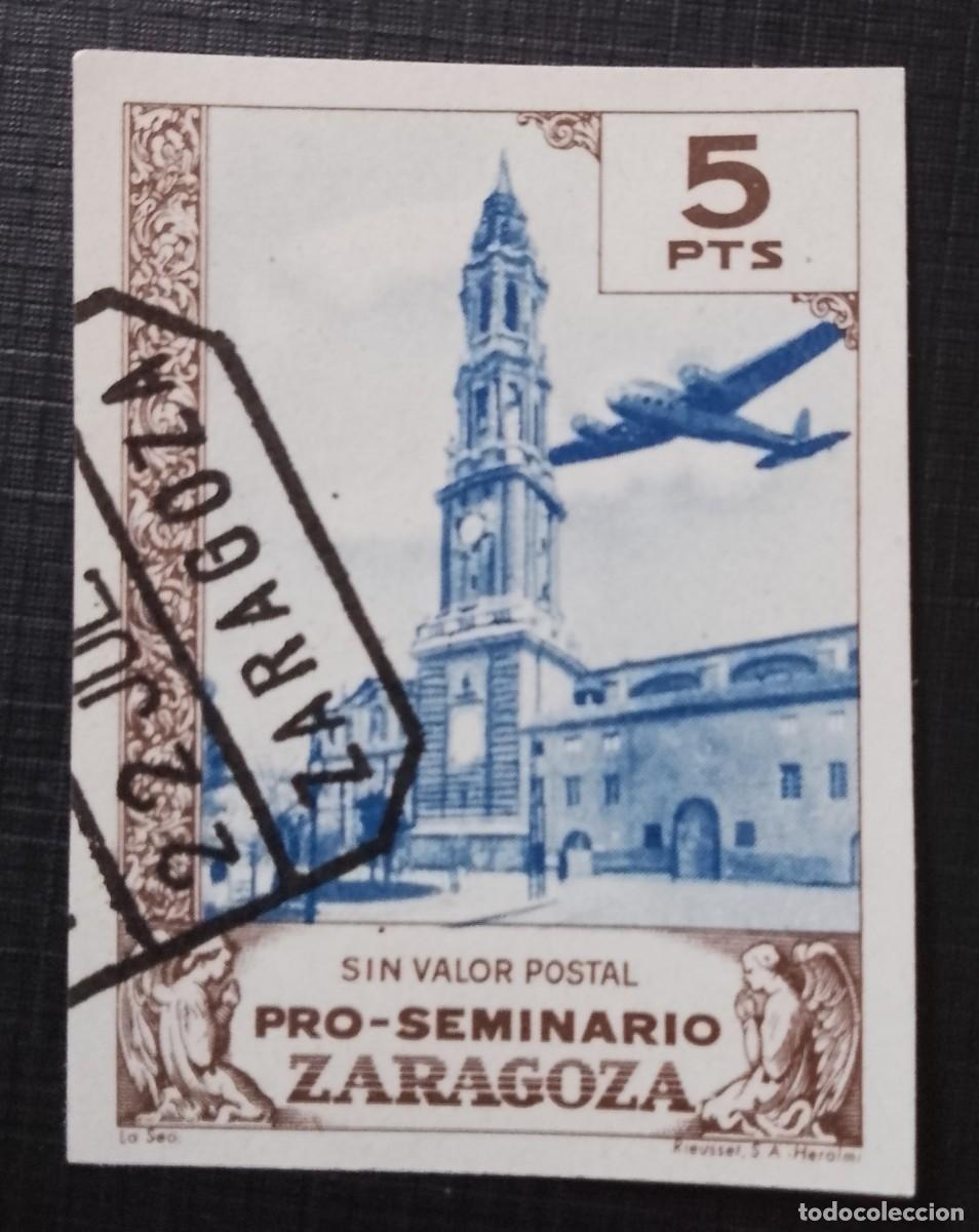 Sellos: 5 PTS - SIN VALOR POSTAL - PRO-SEMINARIO ZARAGOZA - LA SEO.
