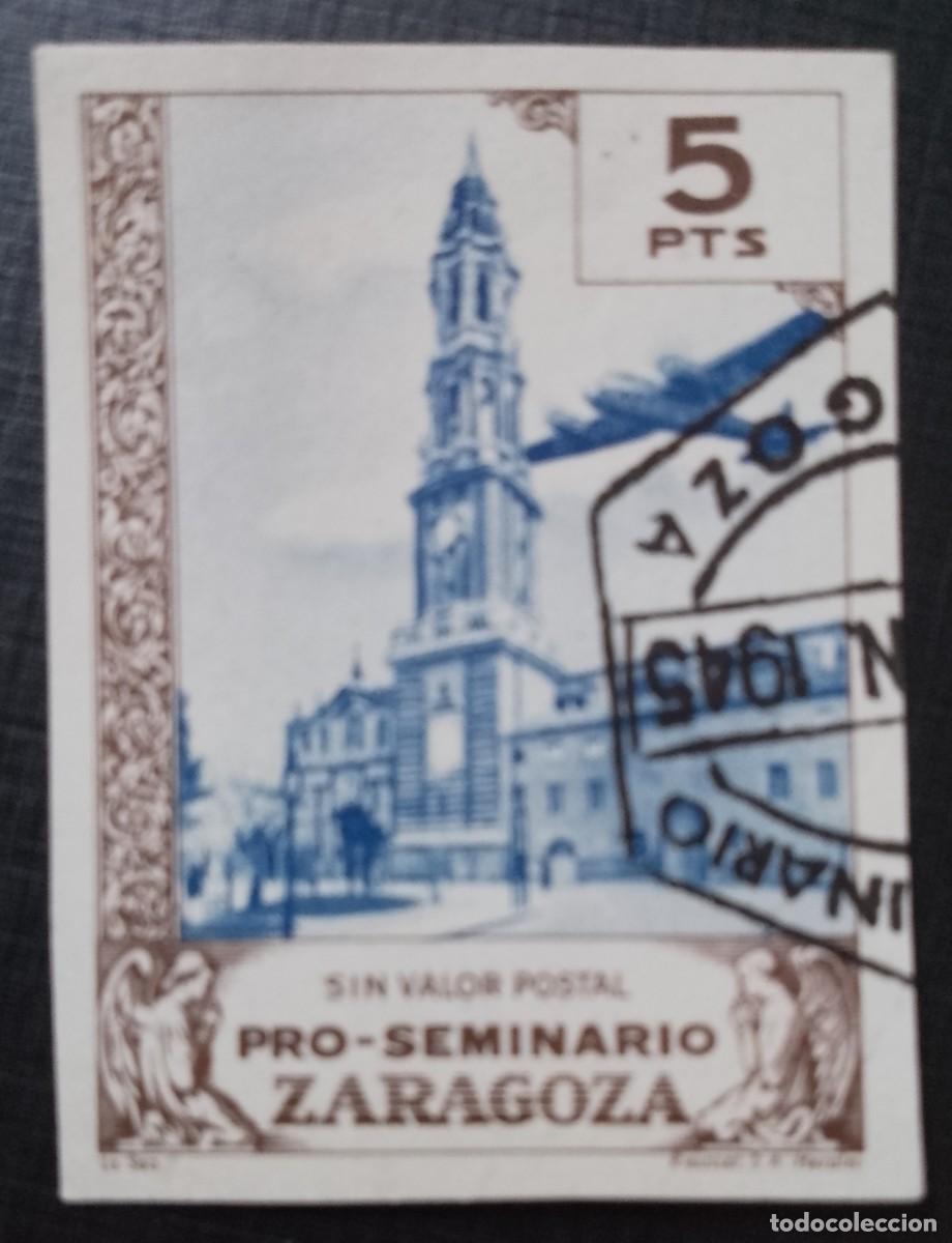 Sellos: 5 PTS - SIN VALOR POSTAL - PRO-SEMINARIO ZARAGOZA - LA SEO.