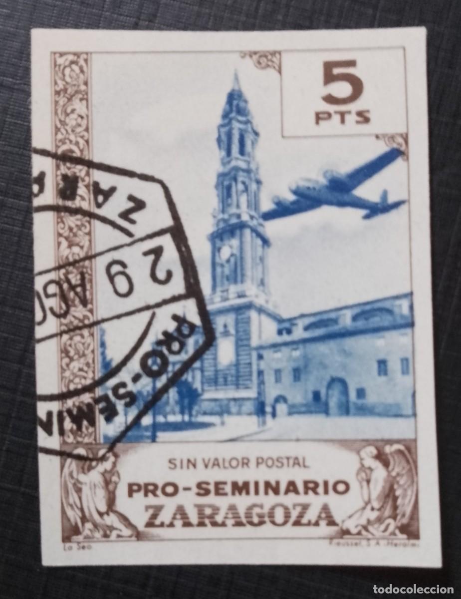 Sellos: 5 PTS - SIN VALOR POSTAL - PRO-SEMINARIO ZARAGOZA - LA SEO.