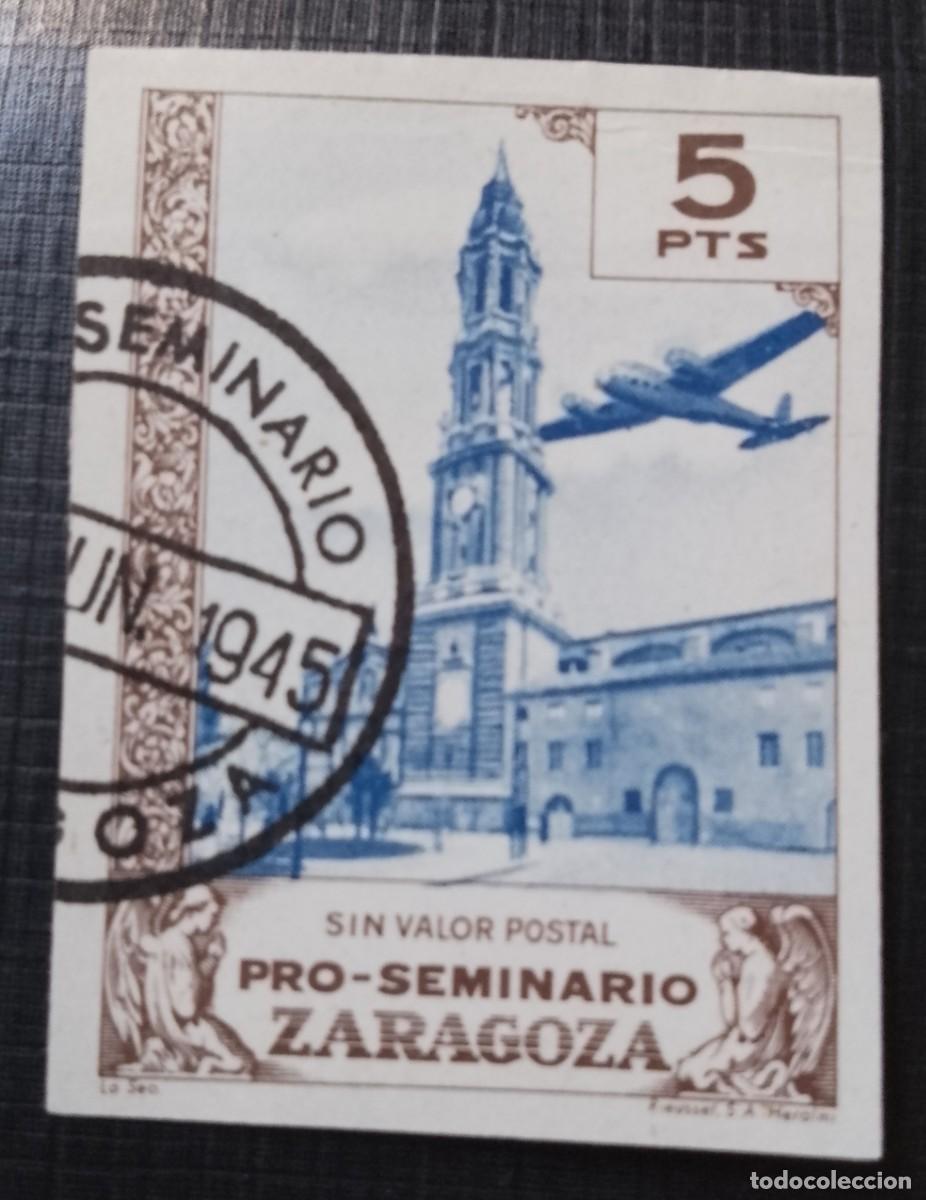 Sellos: 5 PTS - SIN VALOR POSTAL - PRO-SEMINARIO ZARAGOZA - LA SEO.