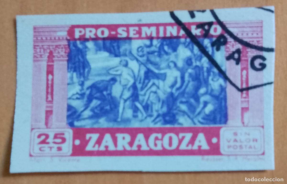 Sellos: 25 PTS - SIN VALOR POSTAL - PRO-SEMINARIO ZARAGOZA - MART. S. VICENTE
